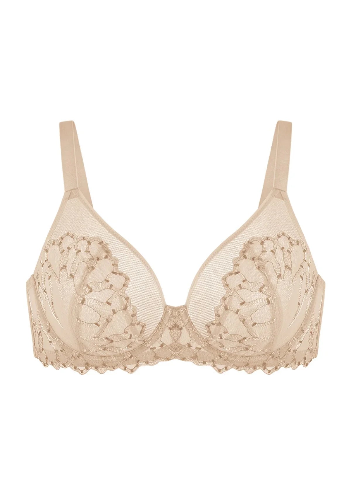 Winter Sonata Embroidered Lace Trim Full Coverage Unlined Underwire Bra