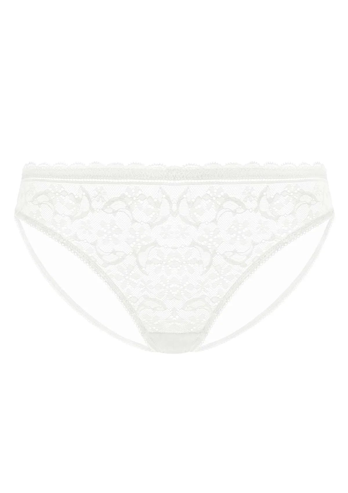Anemone Lace Dolphin Mid-low Rise White Bikini Underwear