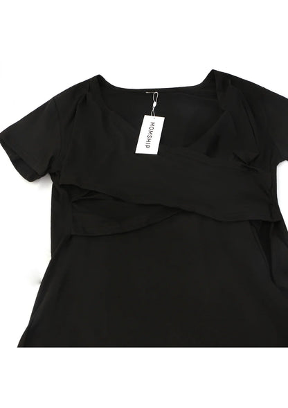 MOMSHIP Maternity Shirt Short Sleeve Nursing Tops