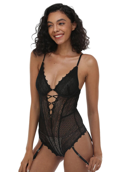 MOMSHIP Unlined Underwire Lace Low Back Teddy