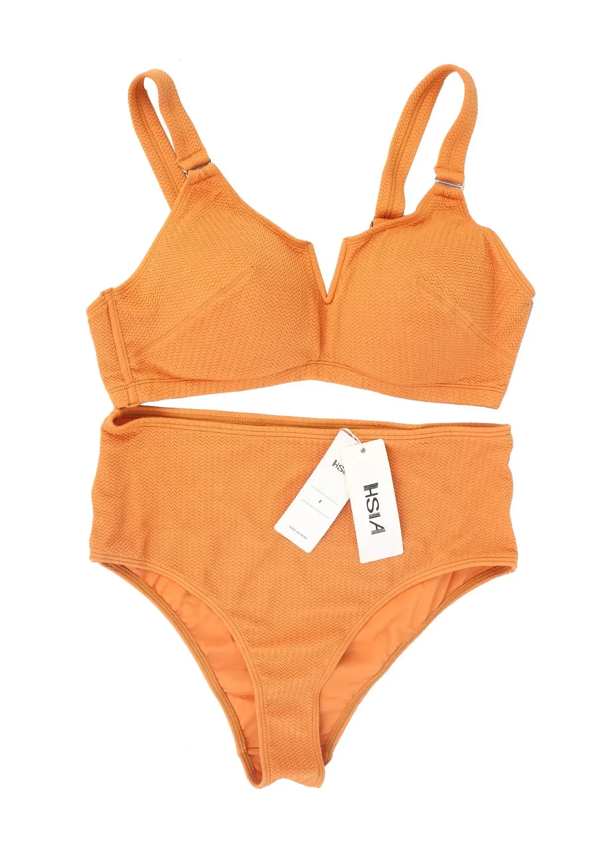 HSIA—V-wire Plunge Textured Two-piece Bikini Set