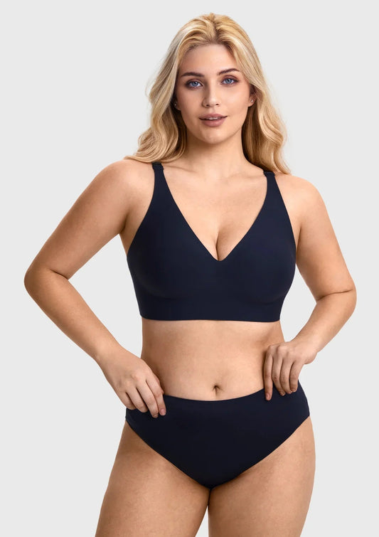 V-Neck Seamless Wireless Push Up Support  Multi-way Strap Bra