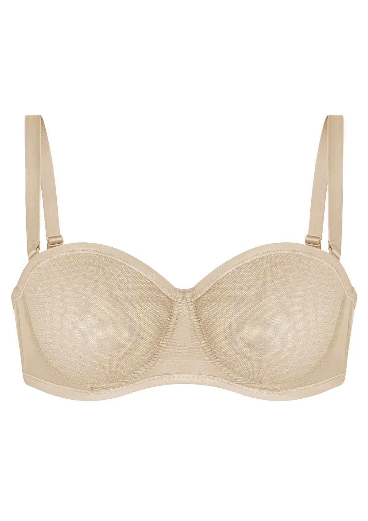 Bella Sheer Mesh Unlined Underwire Strapless Balconette Bra