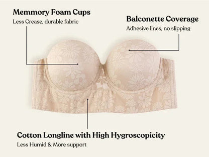 Daisy Lightly Padded Longline Underwire Strapless Balconette Bra