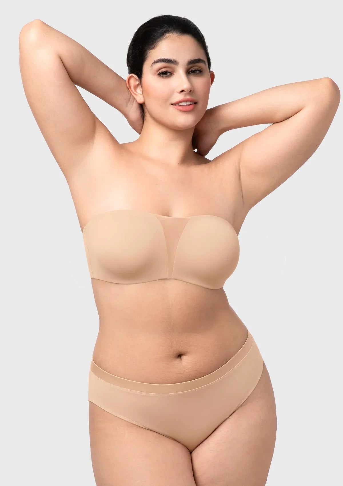 Fiery Unlined Seamless Comfort Underwire Plus Size Bandeau Strapless Coffee Bra