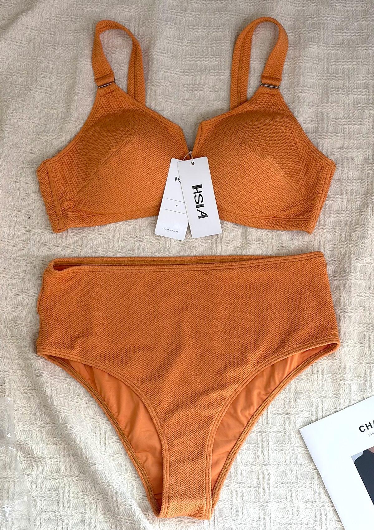 HSIA—V-wire Plunge Textured Two-piece Bikini Set