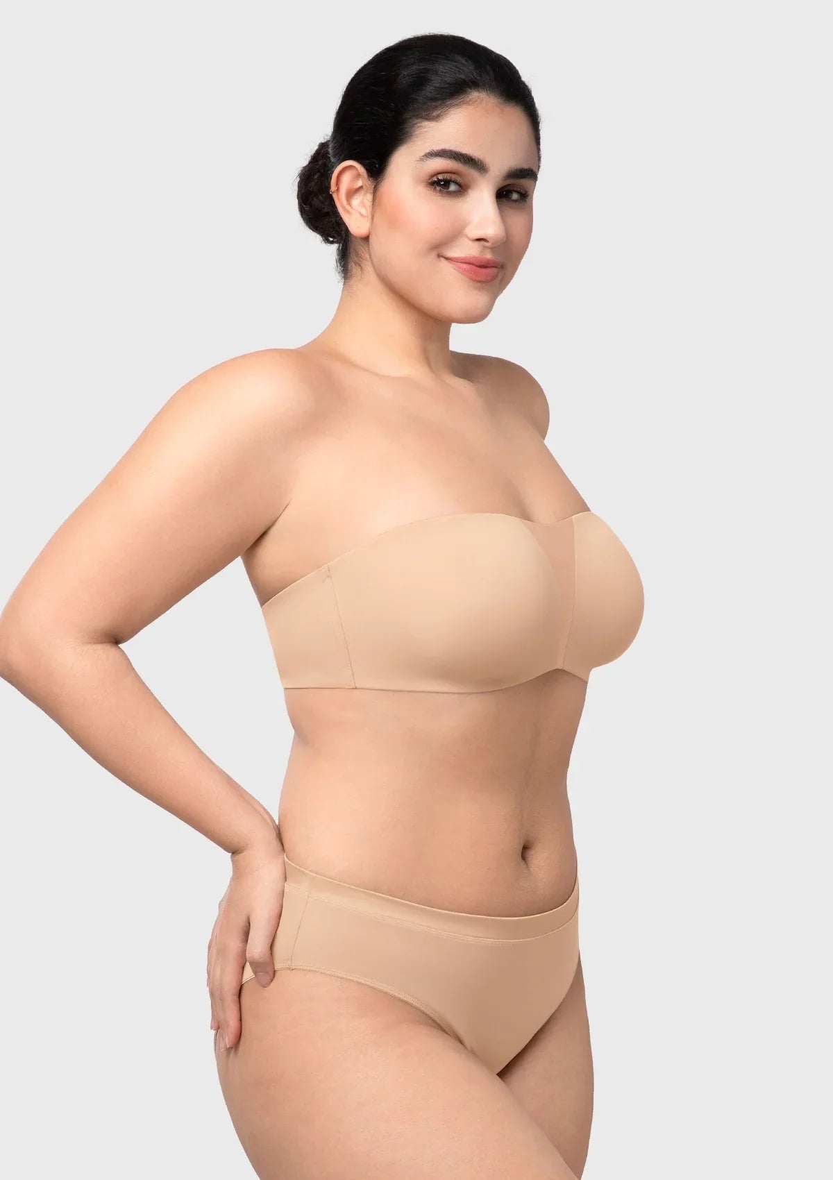 Fiery Unlined Seamless Comfort Underwire Plus Size Bandeau Strapless Coffee Bra