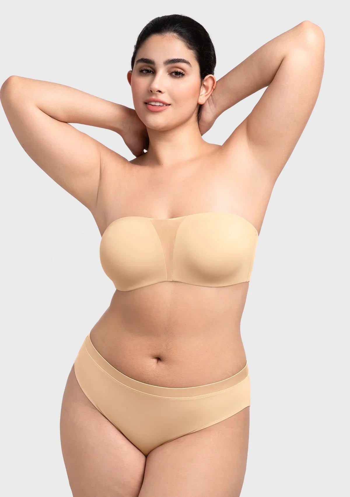 Fiery Unlined Seamless Comfort Underwire Plus Size Bandeau Strapless Coffee Bra
