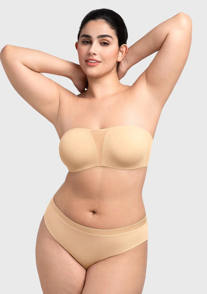 Fiery Unlined Seamless Comfort Underwire Plus Size Bandeau Strapless Coffee Bra