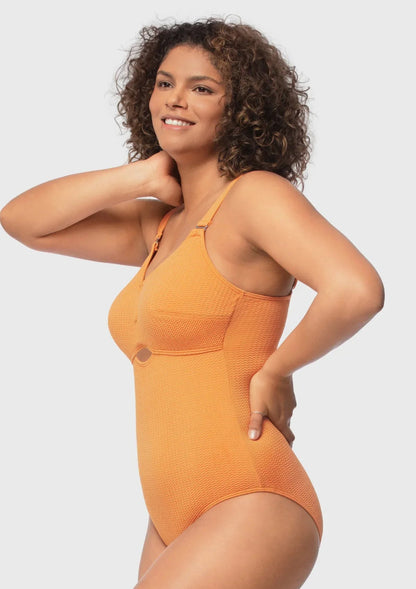 Enchante Bra V-wire Plunge Textured One-piece Cutout Swimsuit