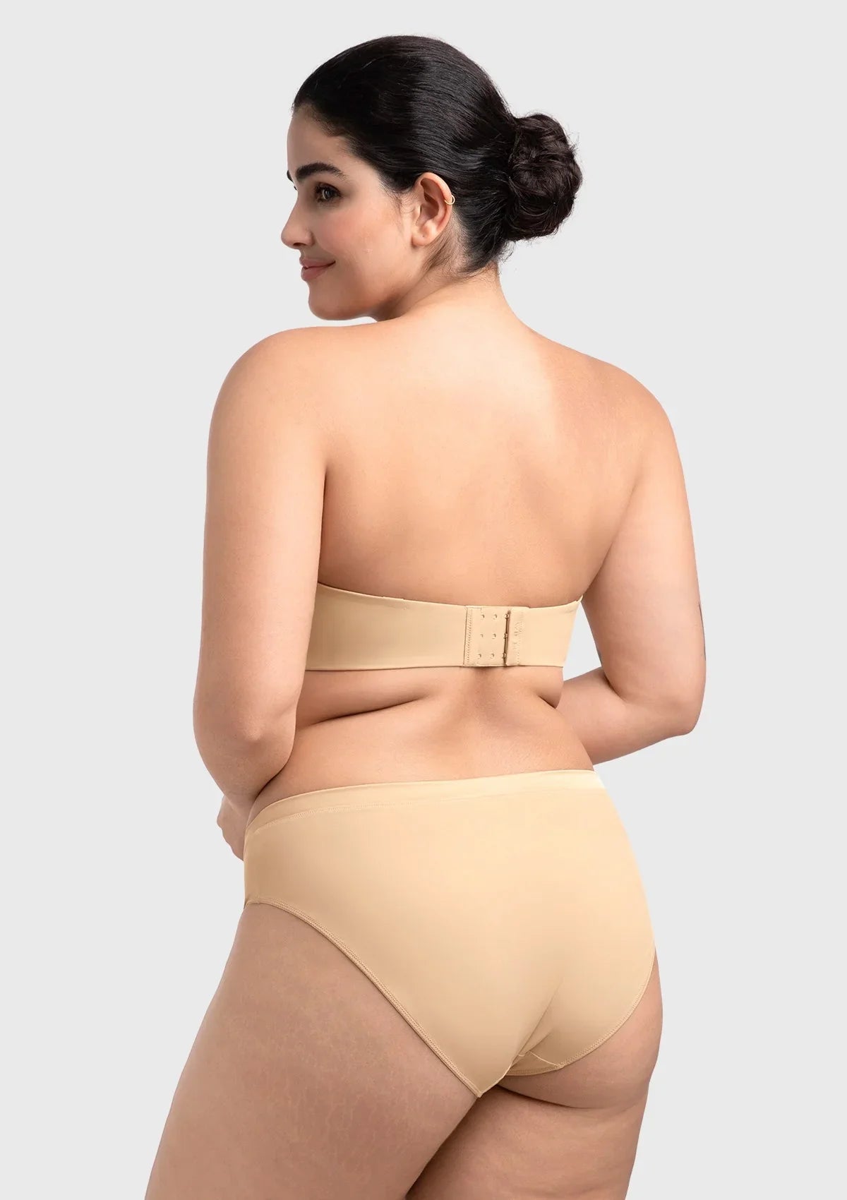 Fiery Unlined Seamless Comfort Underwire Plus Size Bandeau Strapless Coffee Bra