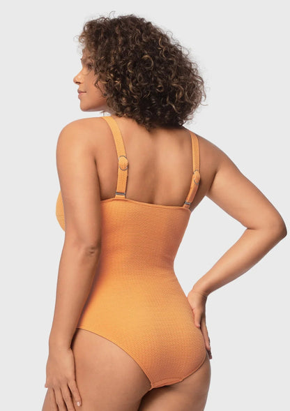Enchante Bra V-wire Plunge Textured One-piece Cutout Swimsuit
