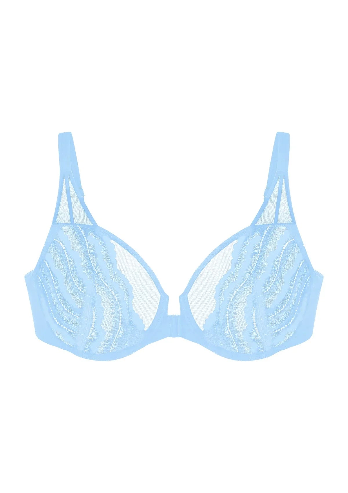 Aqua Passion Front-Close Unlined Lace Bra