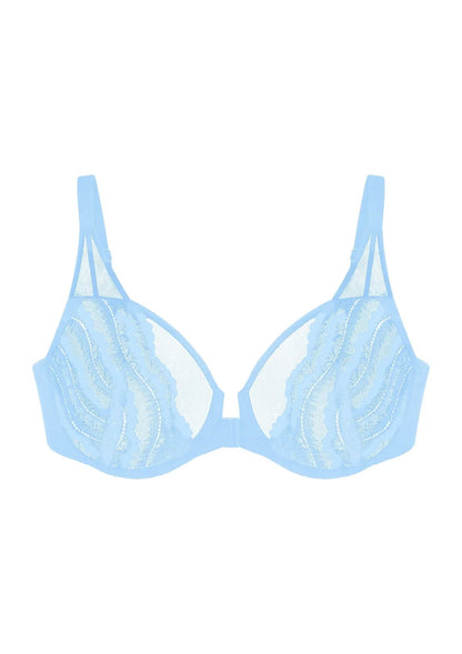 Aqua Passion Front-Close Unlined Lace Bra
