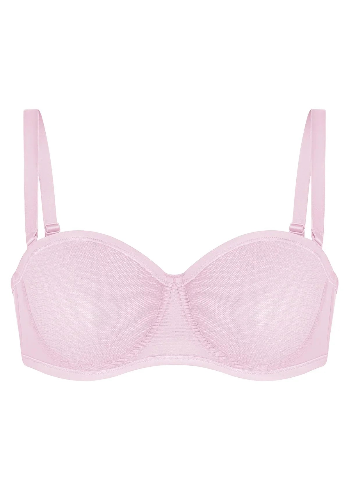 Bella Sheer Mesh Unlined Underwire Strapless Balconette Bra