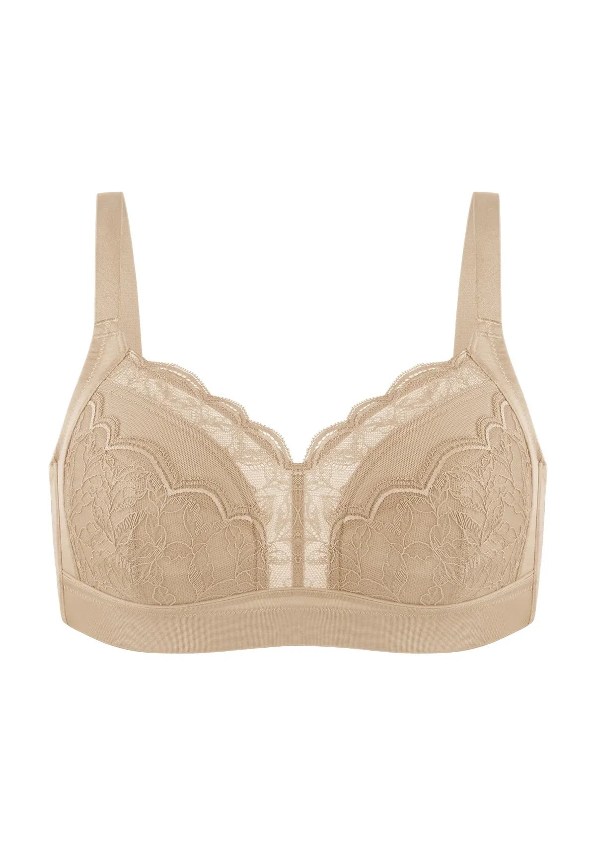Blossom Mist Lace Trim Wireless Comfort Full Coverage Plus Size Bra