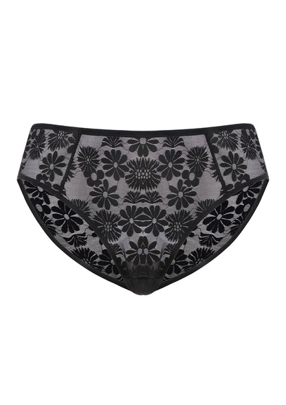 Daisy High-Rise Soft Comfort Black Lace Brief Underwear