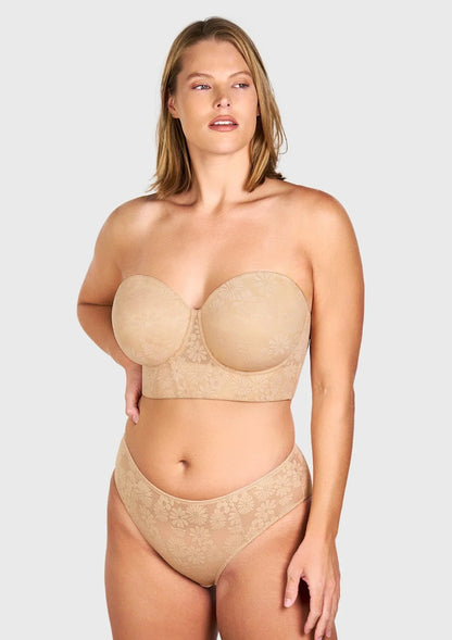 Daisy Smooth Lace Lightly Padded Longline Underwire Strapless Balconette Bra