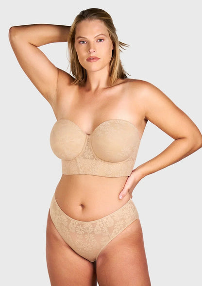 Daisy Smooth Lace Lightly Padded Longline Underwire Strapless Balconette Bra