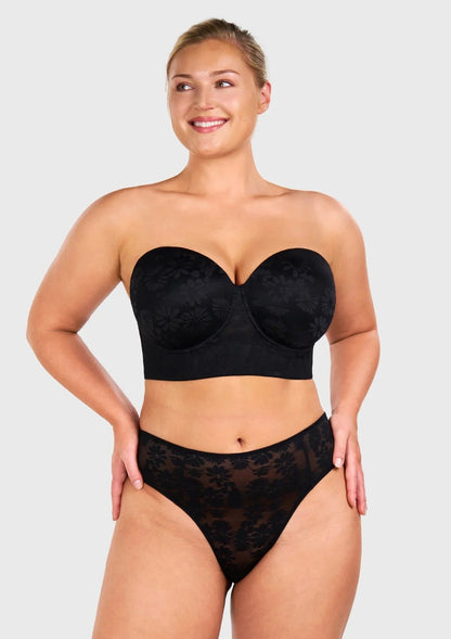 Daisy Smooth Lace Lightly Padded Longline Underwire Strapless Balconette Bra
