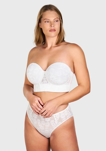 Daisy Smooth Lace Lightly Padded Longline Underwire Strapless Balconette Bra