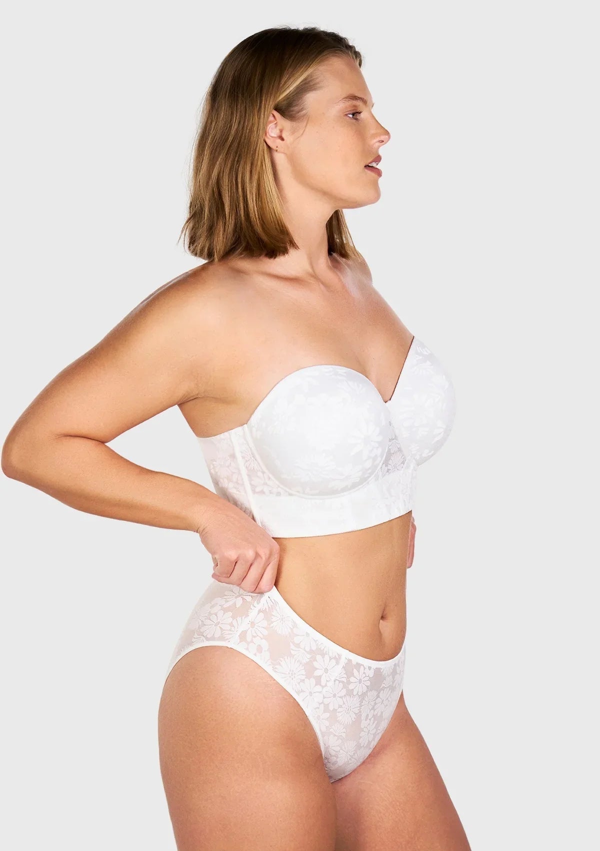 Daisy Smooth Lace Lightly Padded Longline Underwire Strapless Balconette Bra