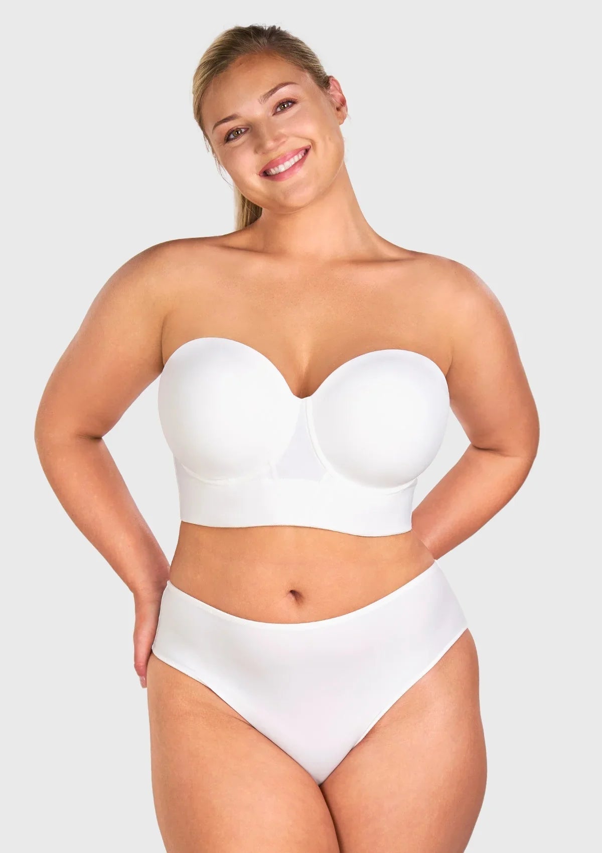 Daisy Smooth Lace Lightly Padded Longline Underwire Strapless Balconette Bra