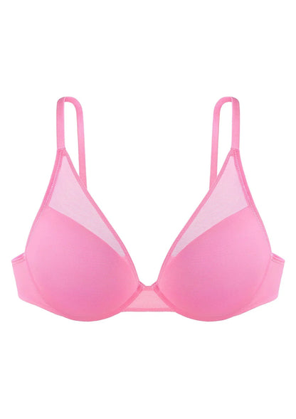 Deep V Plunge Mesh T-shirt Push-Up Bra