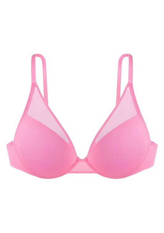 Deep V Plunge Mesh T-shirt Push-Up Bra