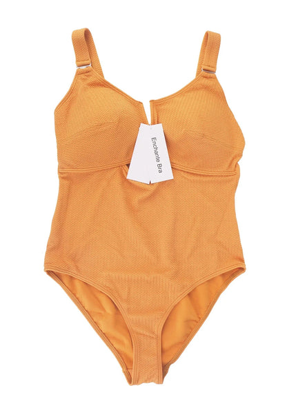 Enchante Bra V-wire Plunge Textured One-piece Cutout Swimsuit