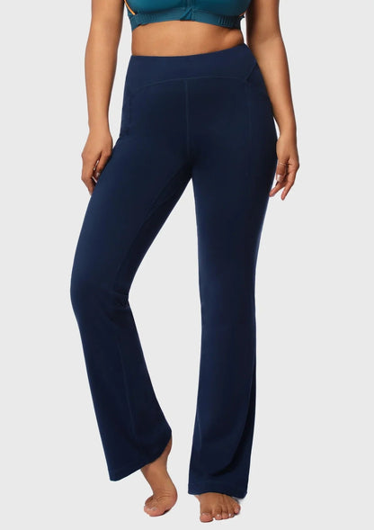 LEAPX High-Waisted Stretch Bootcut Yoga Pants Workout Leggings With Pockets