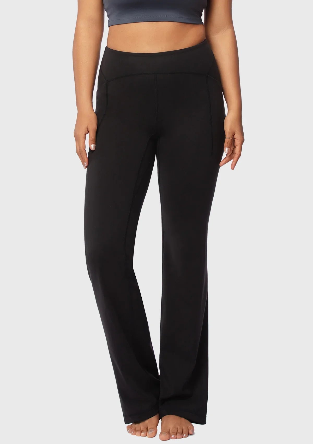 LEAPX High-Waisted Stretch Bootcut Yoga Pants Workout Leggings With Pockets