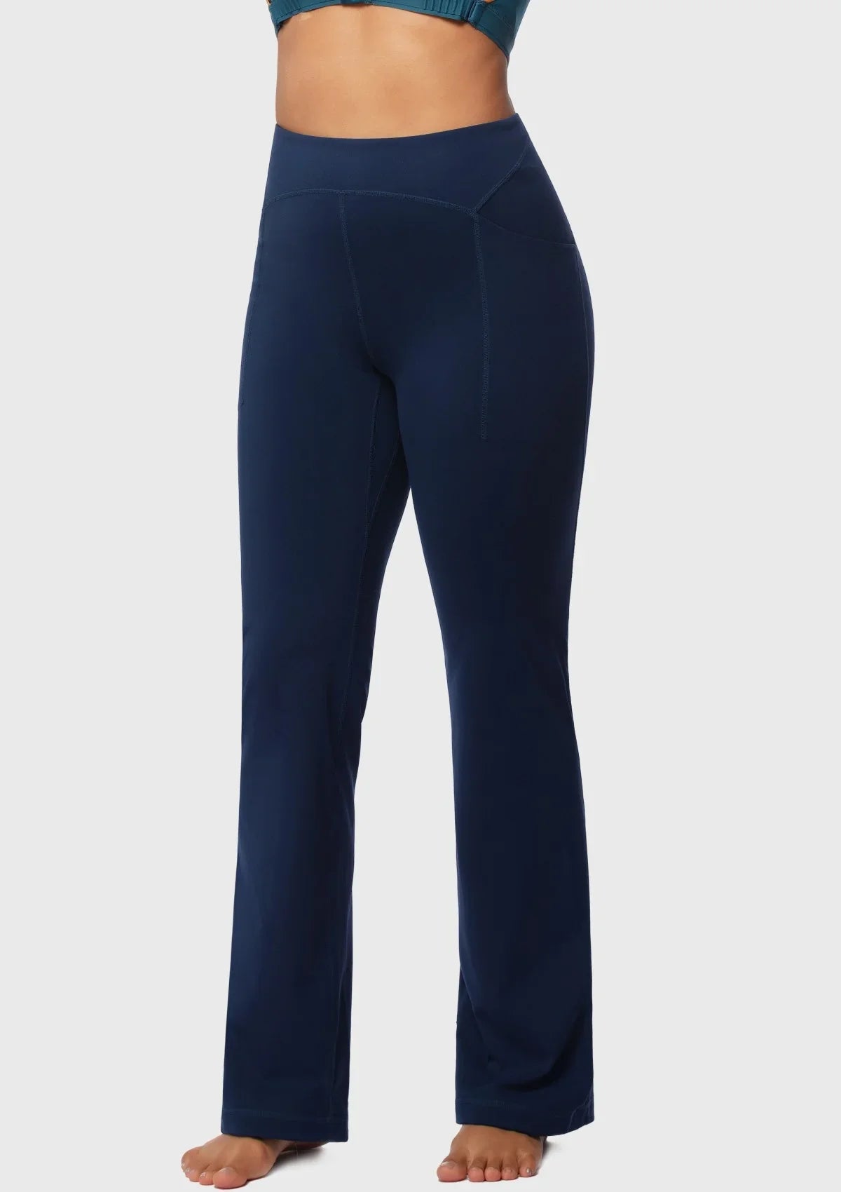 LEAPX High-Waisted Stretch Bootcut Yoga Pants Workout Leggings With Pockets