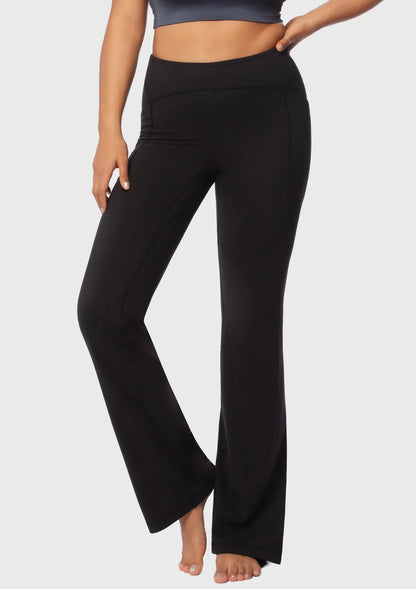 LEAPX High-Waisted Stretch Bootcut Yoga Pants Workout Leggings With Pockets
