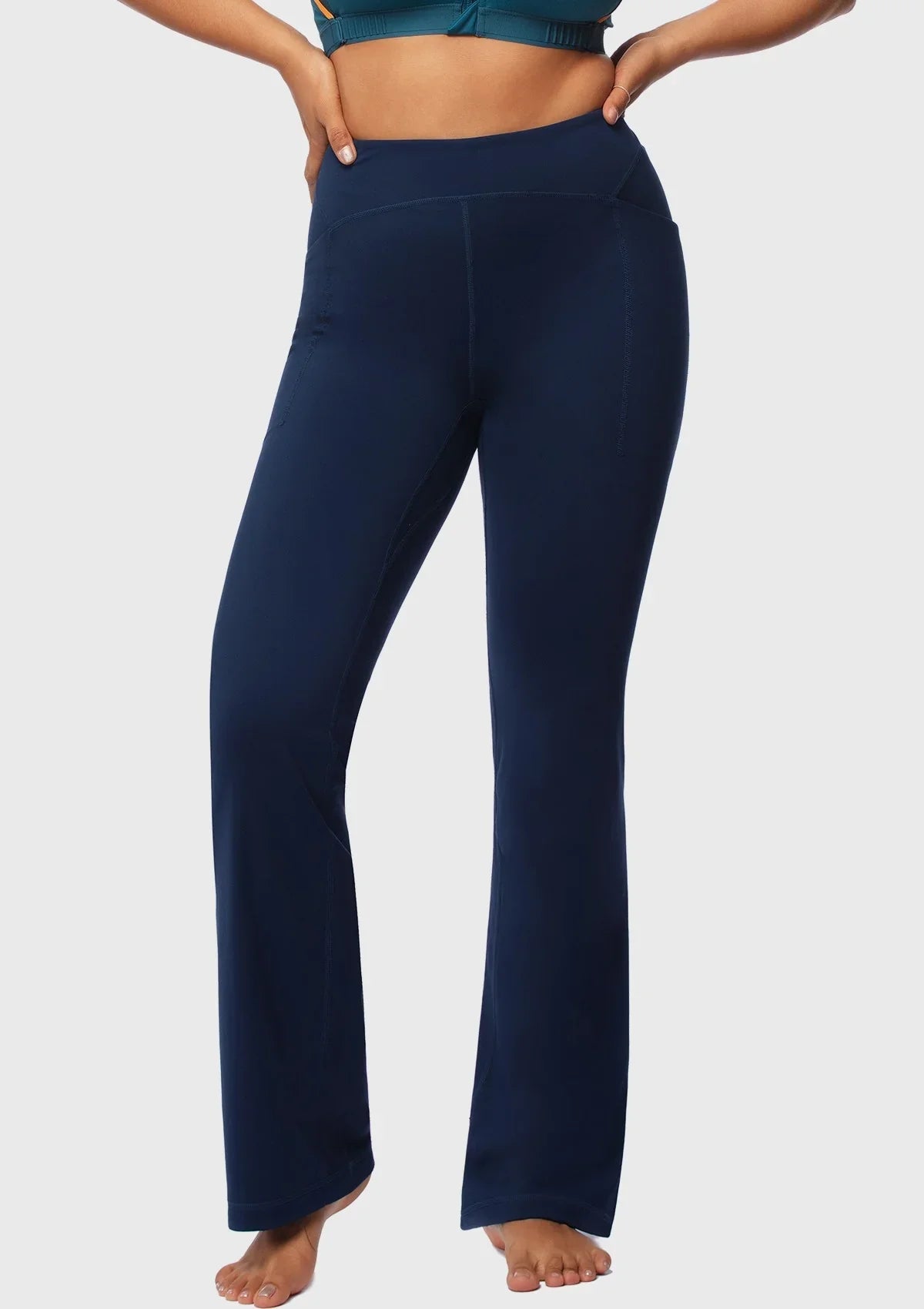 LEAPX High-Waisted Stretch Bootcut Yoga Pants Workout Leggings With Pockets
