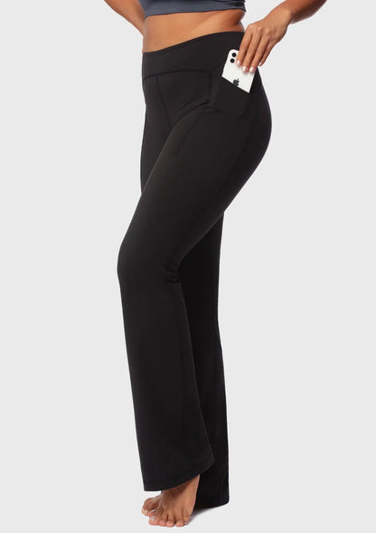 LEAPX High-Waisted Stretch Bootcut Yoga Pants Workout Leggings With Pockets