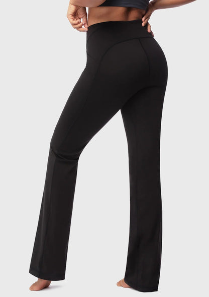 LEAPX High-Waisted Stretch Bootcut Yoga Pants Workout Leggings With Pockets