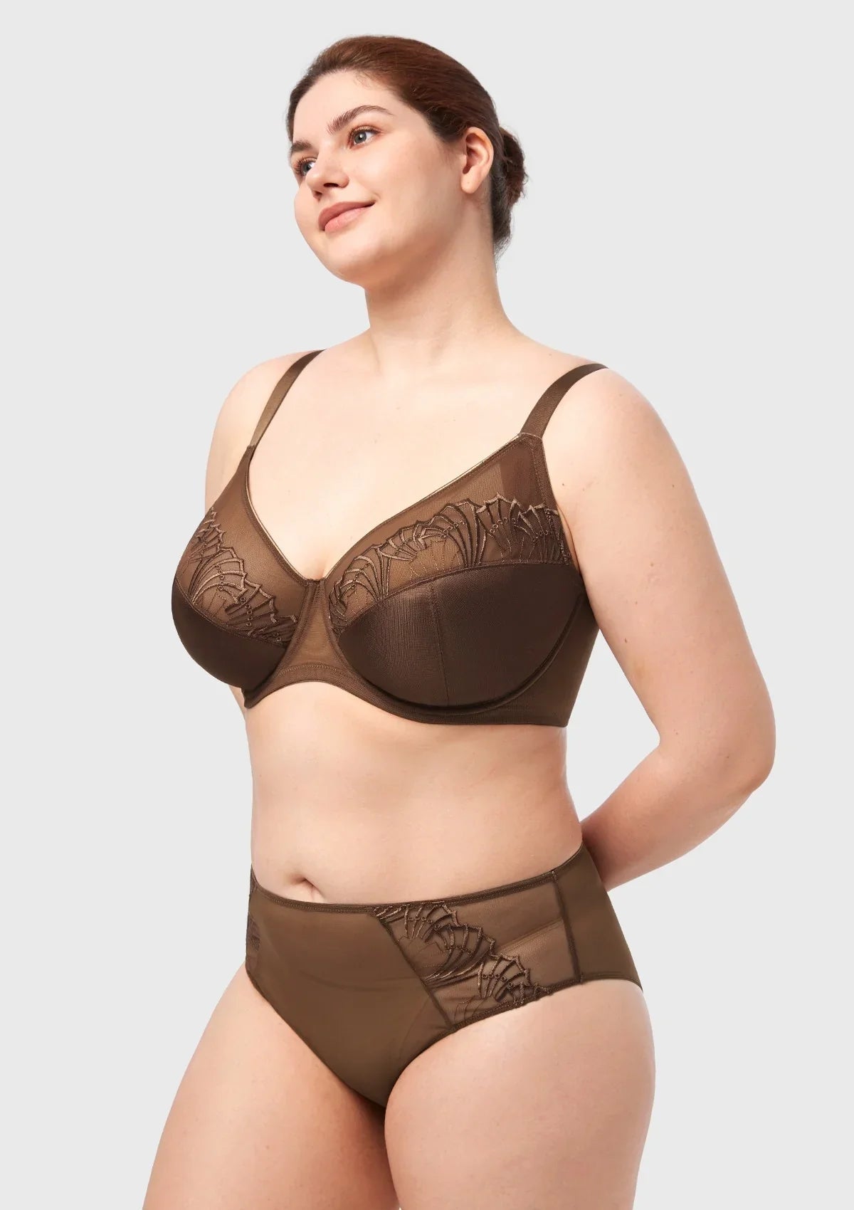 HSlA Pearl Shimmer Unlined Plus Size Full Coverage Underwire Comfortable Bra