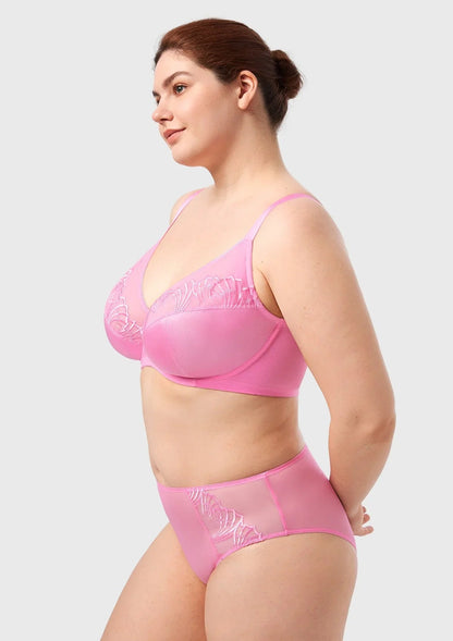 HSlA Pearl Shimmer Unlined Plus Size Full Coverage Underwire Comfortable Bra