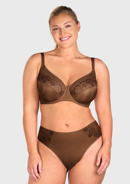 HSlA Pearl Shimmer Unlined Plus Size Full Coverage Underwire Comfortable Bra