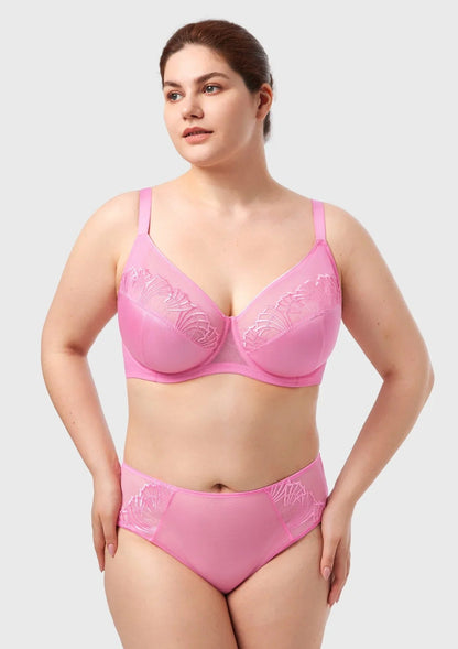 HSlA Pearl Shimmer Unlined Plus Size Full Coverage Underwire Comfortable Bra