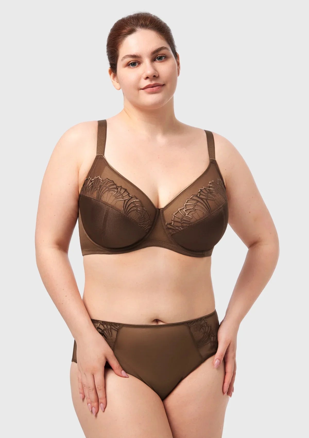 HSlA Pearl Shimmer Unlined Plus Size Full Coverage Underwire Comfortable Bra