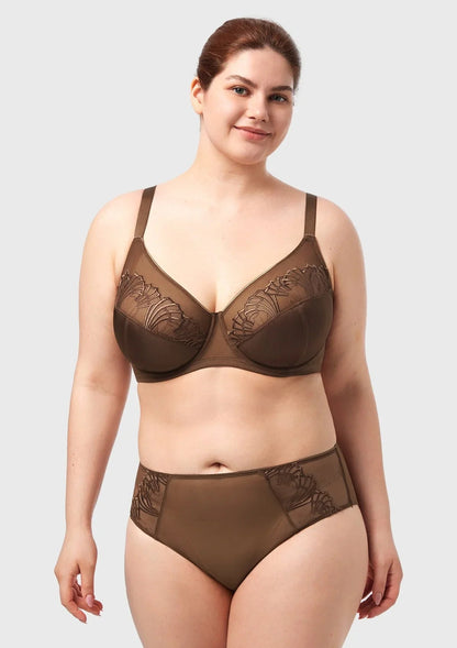 HSlA Pearl Shimmer Unlined Plus Size Full Coverage Underwire Comfortable Bra