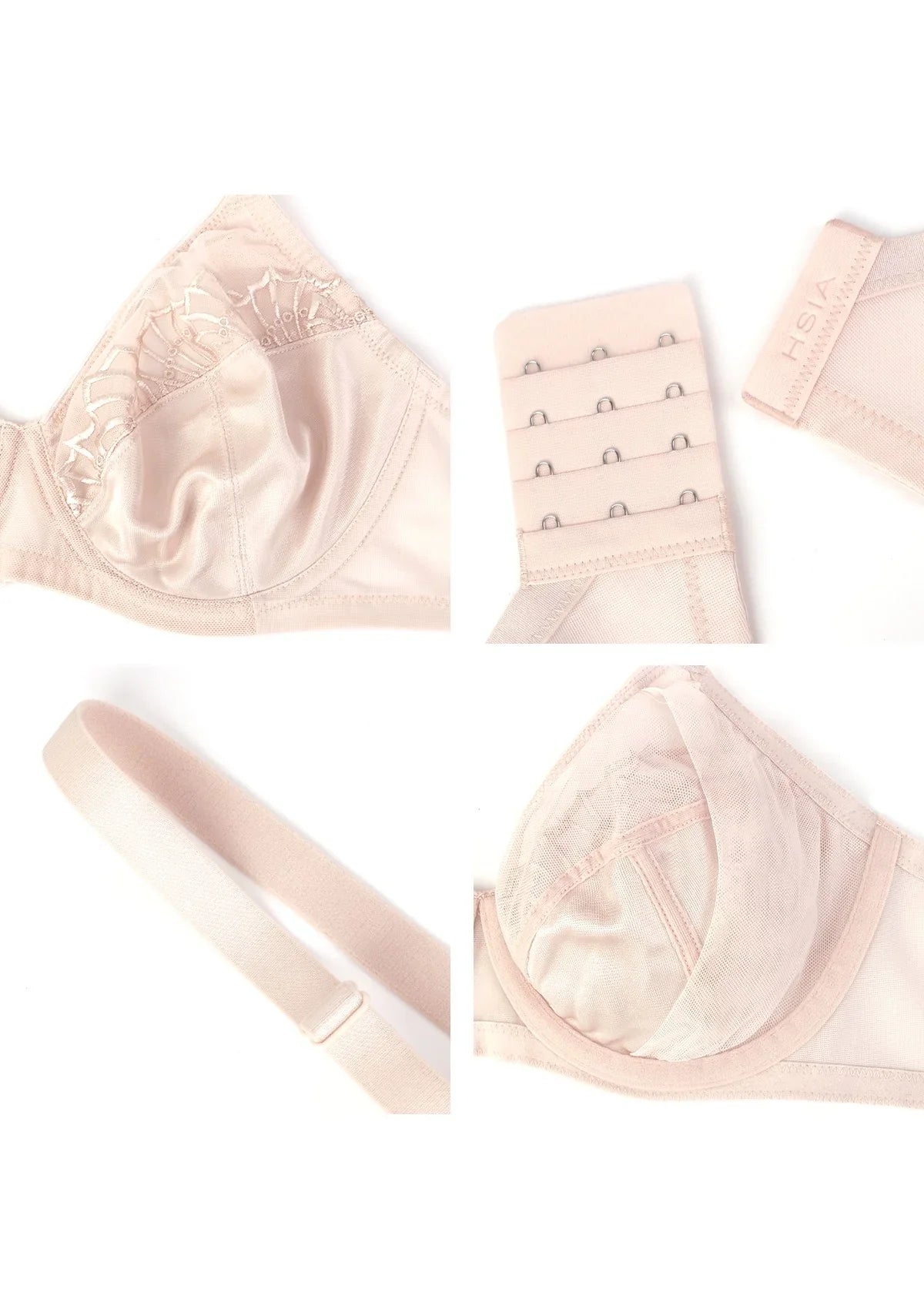 HSlA Pearl Shimmer Unlined Plus Size Full Coverage Underwire Comfortable Bra