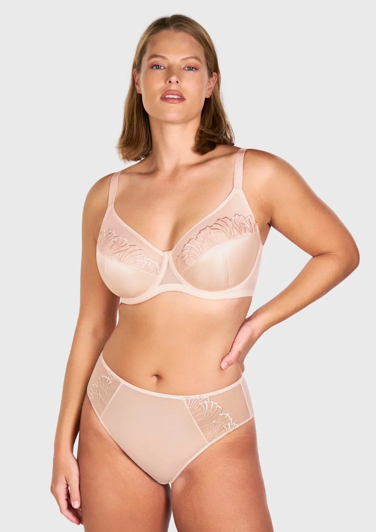 HSlA Pearl Shimmer Unlined Plus Size Full Coverage Underwire Comfortable Bra