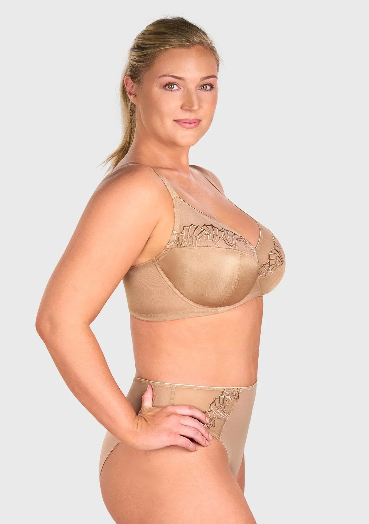 HSlA Pearl Shimmer Unlined Plus Size Full Coverage Underwire Comfortable Bra