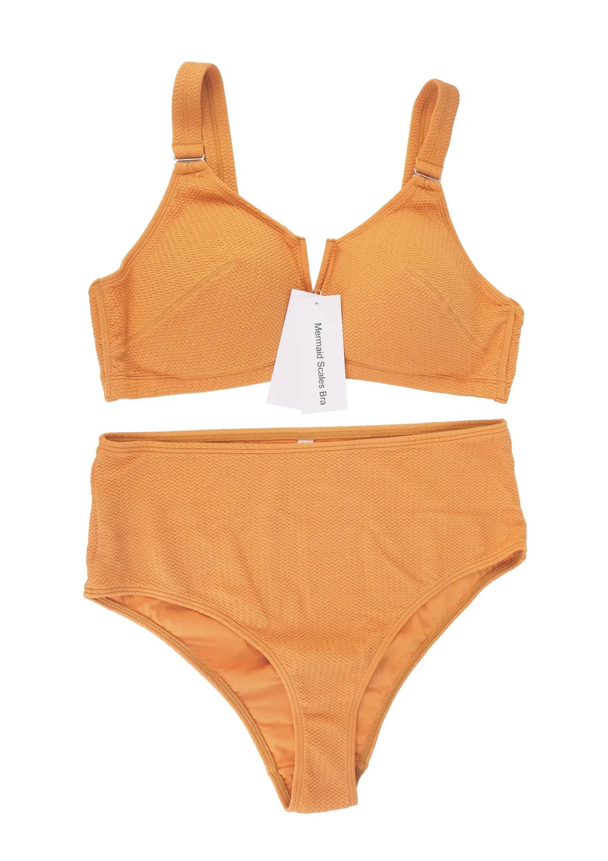 Mermaid Scales Bra V-wire Plunge Textured Two-piece Bikini Set