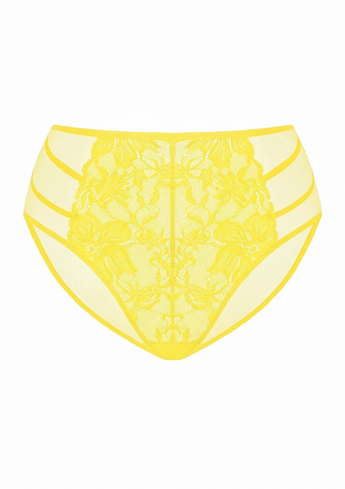 Pretty In Petals High-Rise Bright Yellow Lace Brief Underwear