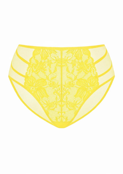 Pretty In Petals High-Rise Bright Yellow Lace Brief Underwear