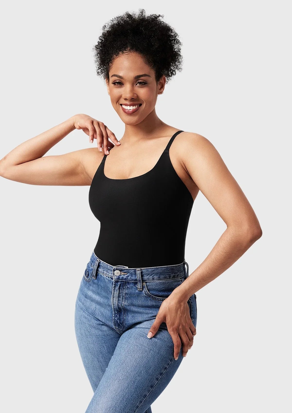 Seamless Comfort Square Neck Sleeveless Bodysuit Backless High Cut Thong Tank Tops